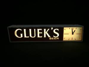 lot 82 image: Glueks Beer light up with clock from Mayslacks Bar