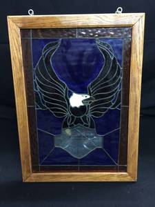 lot 95 image: Harley Davidson HD stained glass