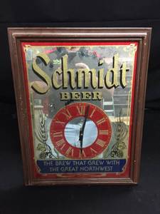 lot 102 image: Schmidt Beer mirror  clock