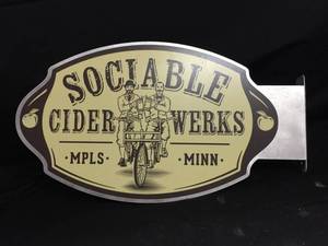 lot 121 image: Sociable Ciderwerks heavy aluminum, 2-sided flange sign