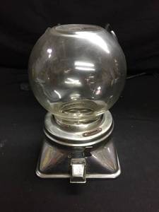 lot 156 image: Gumball dispenser with heavy, glass globe and chrome base