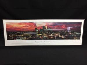 lot 178 image: Framed panoramic photo print of Minneapolis skyline