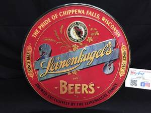 lot 182 image: Leinies Beers embossed tin circle