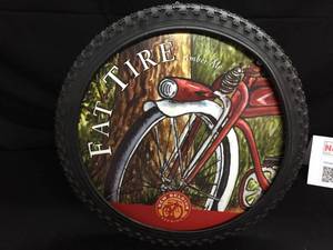 lot 183 image: New Belgium Fat Tire 2-Sided Bike tire sign
