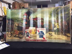 lot 199 image: Pabst Blue Ribbon PBR corrugated cardboard mural