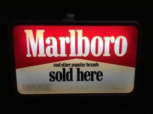 lot 203 image: Marlboro Sold Here plastic light up sign