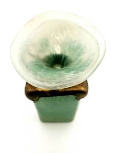 lot 13 image: Murano Styled Mixed Media Blown Art Glass with Applied Bronze Handle Artist Signed