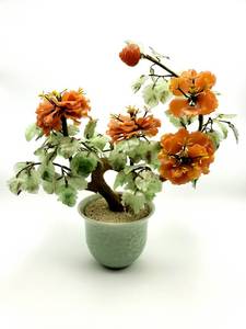 lot 39 image: Vintage Mid-Century Modern Chinese Jade Bonsai Tree