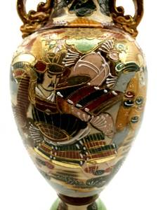 lot 7 image: 18 Ornate Hand Painted Asian Porcelain Samurai Warrior Motif Vase Dated 1874