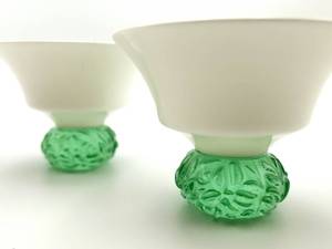 lot 18 image: Liuli Bone China Sake Cups - Seasonal Treasures - Summer Bamboo (2)