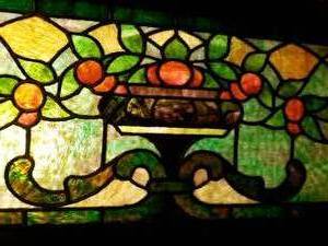 lot 27 image: 4 Antique Mansion Flowering Stained Glass Window