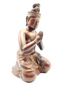 lot 8A image: 120 Year Old Temple Solid Wood Lacquered Buddha Statue