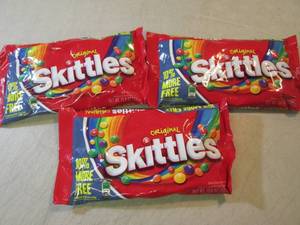 lot 76 image: 3 Bags of Original Skittles Best by...