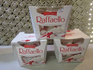lot 114 image: 3 Boxes of Raffaello Candy Best by ...