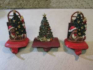 lot 139 image: Lot of 3 Cast Iron Base Christmas S...