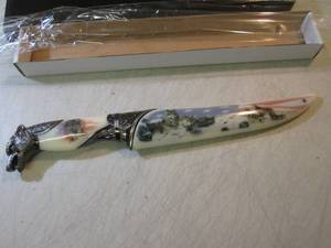 lot 143 image: 13 Patriotic Wolf Knife with Hard ...