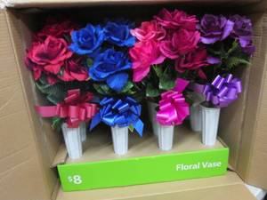lot 156 image: Case of 12 Fake Flower Vases Approx...