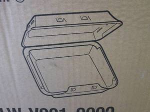 lot 233 image: Case of 150 Foam Hinged Lid Contain...