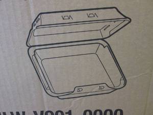 lot 234 image: Case of 150 Foam Hinged Lid Contain...