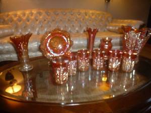 Antique Red Chrystal Serving Set