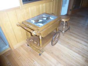 Oak Portable Server & Stool