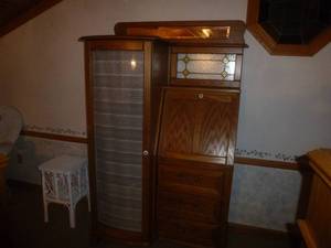 Oak Secretary with side Curio