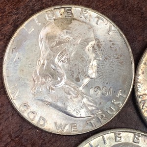 Lot Of (5) Franklin Half Dollar Coi...