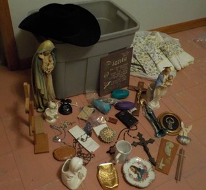 lot 190 image: Tote Full Of Religious item...