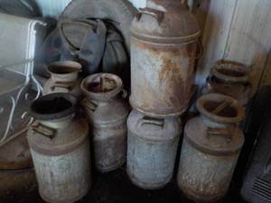 lot 25 image: Vintage Milk Cans (7)...