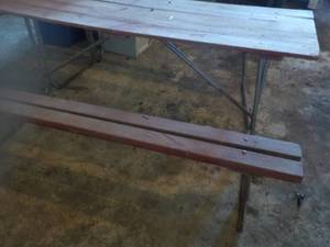 lot 48 image: Metal & Wood Picnic Table...