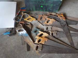 lot 84 image: Lot Of Vintage Hand Saws in Cooler...