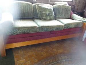 lot 163 image: Solid Wood Couch, with Additional C...