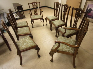 lot 107 image: DECORATIVE WOOD DINING CHAIRS