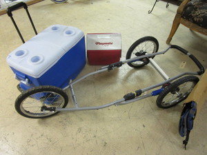 lot 154 image: PLAYMATE IGLOO AND RUBBERMAID COOLERS, INSTEP FRAME