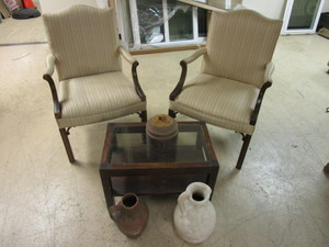 lot 156 image: ACCENT CHAIRS, POTTERY, COFFEE TABLE