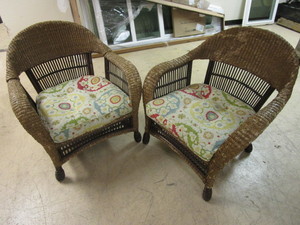 lot 160 image: RATTAN ACCENT CHAIRS