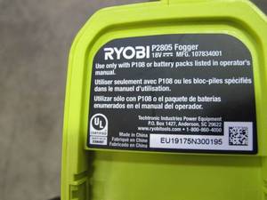 lot 1 image: RYOBI ONE 18-Volt Lithium-Ion Cordless FoggerMister - Tool Only AS-IS