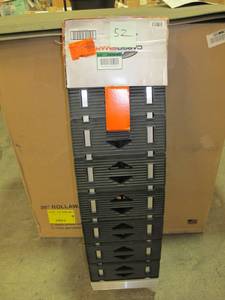 lot 52 image: CargoSmart LED Hybrid Arched Centerfold Ramp (1pk)  Ramp with Built-in LED Lights, Easily and Safely Load and Unload Lawn Equipment, Motorcycles, ATVs and More, 750 lb Capacity, 12 W x 90 L