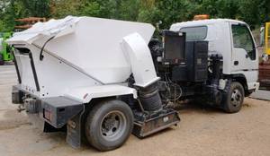 lot 3A image: 2006 Isuzu NPR Utility  Service Truck with 2006 Tymco 210 Sweeper