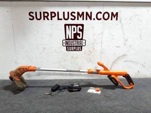 lot 39 image: WORK Cordless Weed Trimmer w Charger and Extra Battery