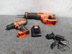 lot 140 image: Black & Decker Sawzall and Drill Kit w Charger