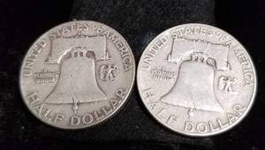 lot 05 image: 2 FRANKLIN HALF DOLLARS 1951-S 1953