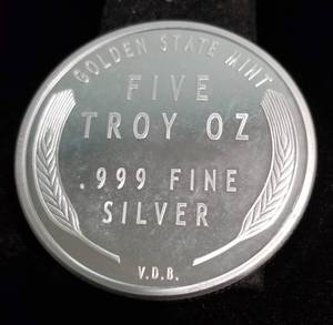 lot 11 image: 5 TROY OZ. .999 FINE SILVER 1909-S VDB DESIGN