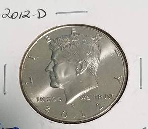 lot 50 image: 3 UNC KENNEDY HALF DOLLARS 2012P 2012D 2013D