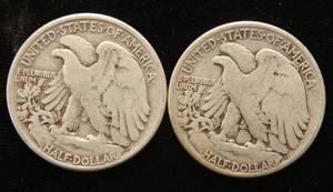 lot 28 image: 2 WALKING LIBERTY HALF DOLLARS 1944 1945
