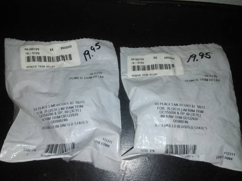 lot 10 image: 2 power trim relay kits.