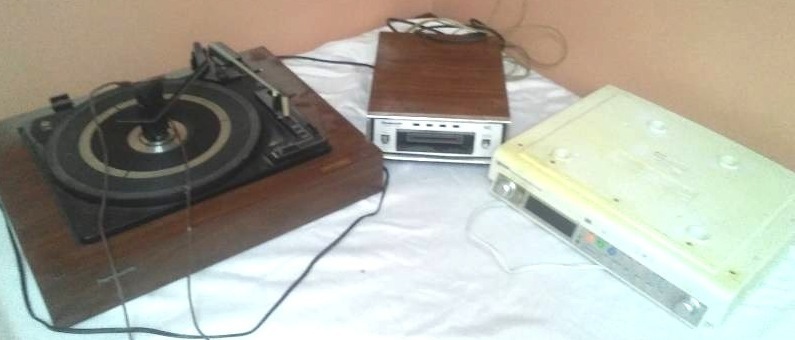 lot 68 image: Panasonic turntable, 8-track player and more.