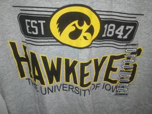 lot 120 image: 3 T-shirts.New Iowa Hawkeyes  2 UNI.  adult Small.