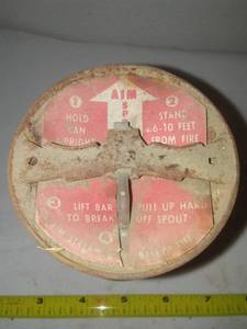 lot 84 image: RARE Antique Vintage Fire extinguisher in a can