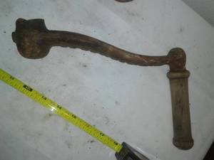 lot 95 image: Cast Crank Handle, chimney damper, vintage car light.